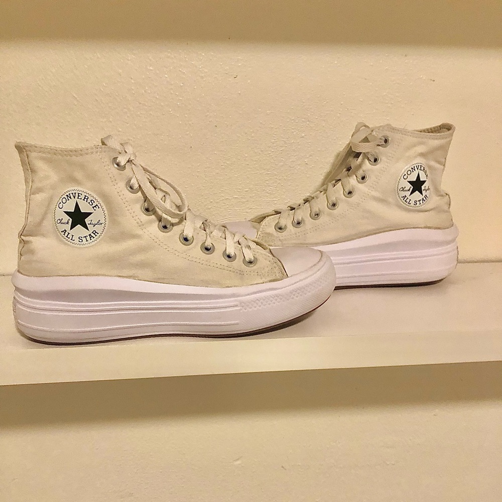 Tan high top converse